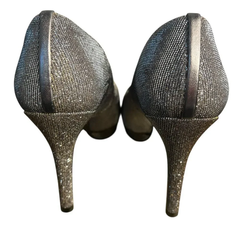 Stuart Weitzman Dippy Peep Toe Platform Heels size 6.5M Pyrite Nocturn Shoes